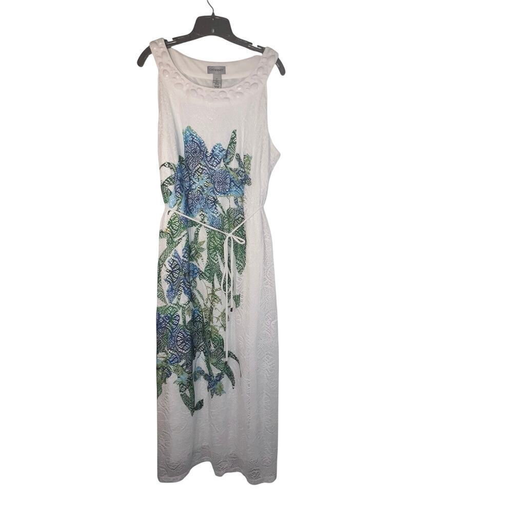 Katherine's women size 1X open knit overlay maxi sleeveless jeweled belt‎ dress